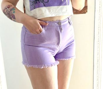 Mini short en jean denim taille haute lila Shein L