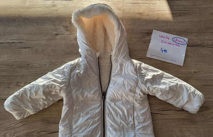 veste tisaia réversible polaire blanche mixte fille garçon 18 mois - photo numéro 2