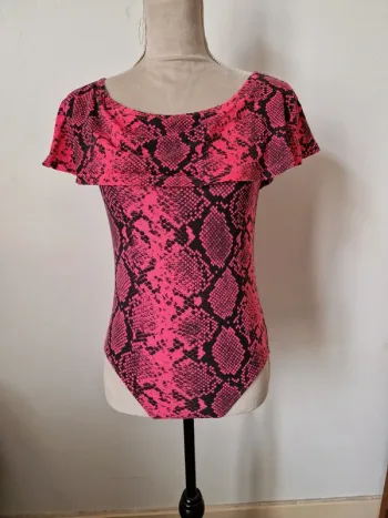Body Jennyfer effet serpent taille L rose fluo