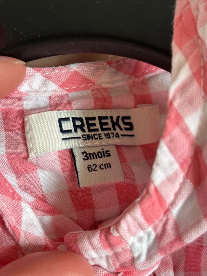 Combinaison été rose vichy Creeks 3 mois - photo numéro 4