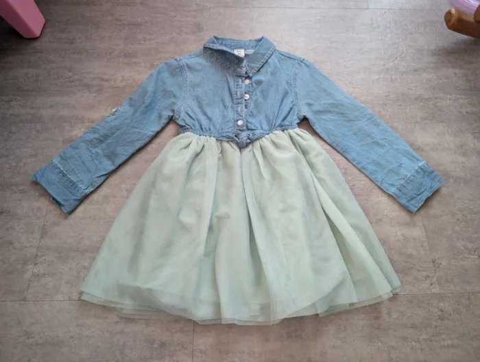 Robe à manches longues en jean fille chic 2/3 ans comme NEUVE