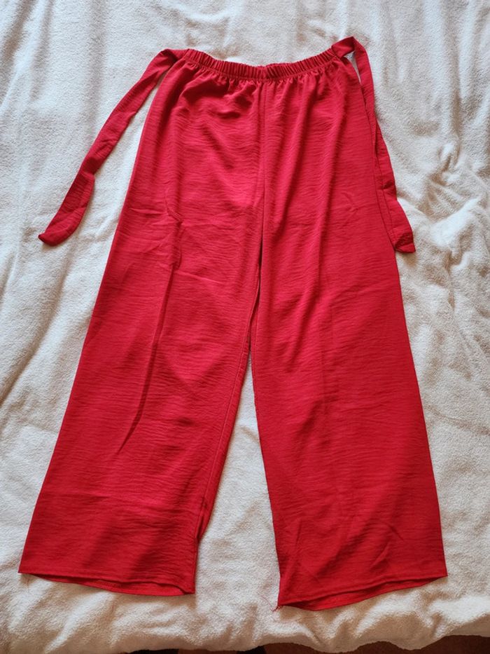 Pantalon à jambes larges / palazzo rouge TU 36/40 - photo numéro 3