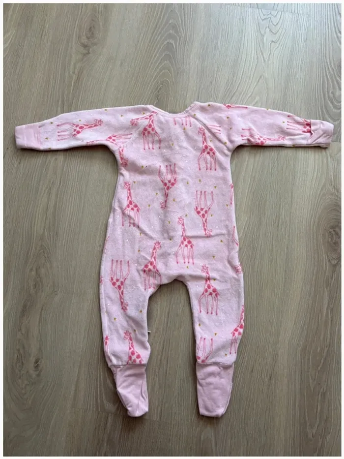Pyjama bébé fille 12 mois Dim rose girafes 🦒 Velours - photo numéro 5