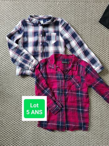 Lot de 2 chemises à carreaux manches longues fille - 5 ans