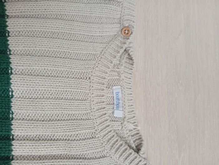 Pull côtelé Bout'chou beige et vert 36 mois - photo numéro 3