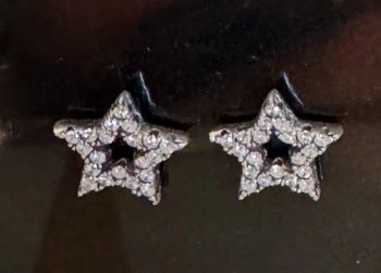 Boucles d’oreilles étoiles en argent et strass neuves