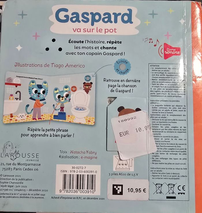 Livre sonore  Gaspar va au pot - photo numéro 2