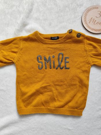 Pull "Smile" moutarde, 3 mois, Kiabi 👣