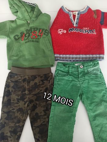 Lot pulls pantalons 12 mois