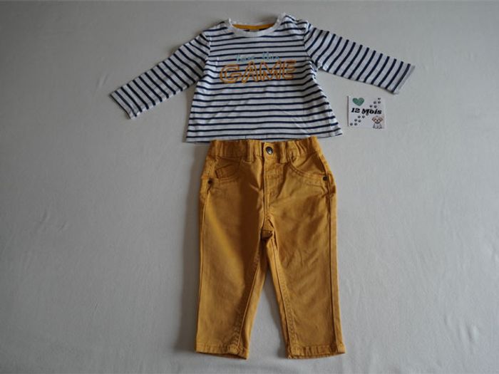 Lot n°1 : 10 Vêtements Garçon 12 mois : 4 Pantalons + 1 salopette + 5 Hauts - photo numéro 4