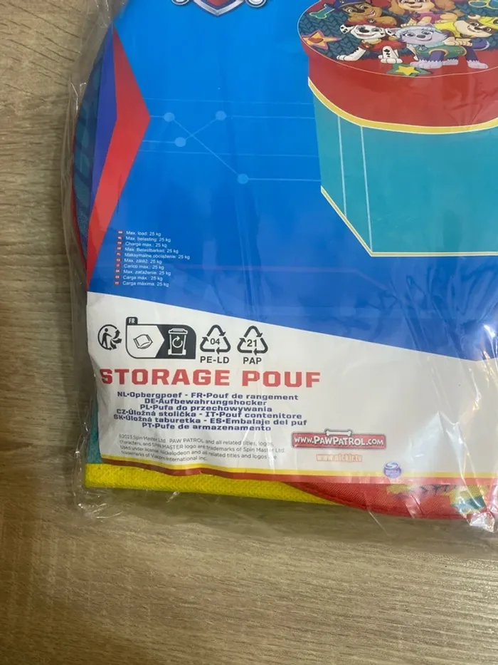 Pouf de rangement rouge et bleu Pat Patrouille 28x28x27 cm - max 25 kg Nickelodeon neuf - n84p - photo numéro 2