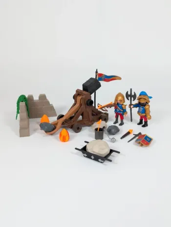 Playmobil Chevaliers lion d'or et catapulte