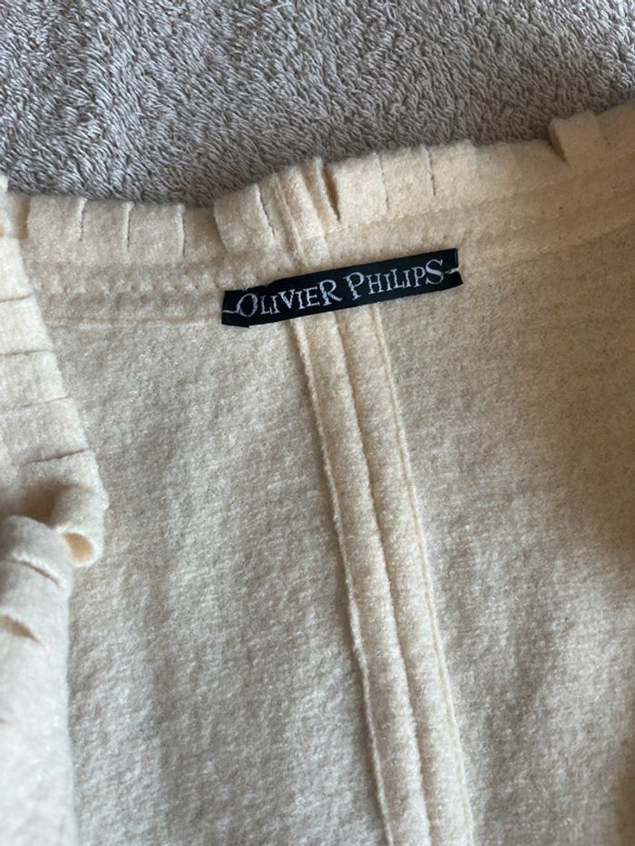 Veste blanc cassé Olivier Philips - Taille 44 - Fleurs en relief & épingle déco - photo numéro 4