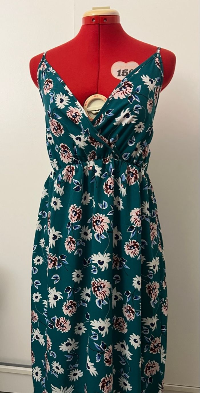 Robe longue vert émeraude fleurie LC2 - photo numéro 2