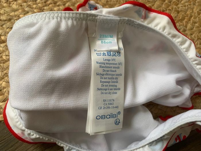 Ensemble t-shirt UV MC culotte maillot bain blanc Obaibi 23 mois 2 ans - photo numéro 4