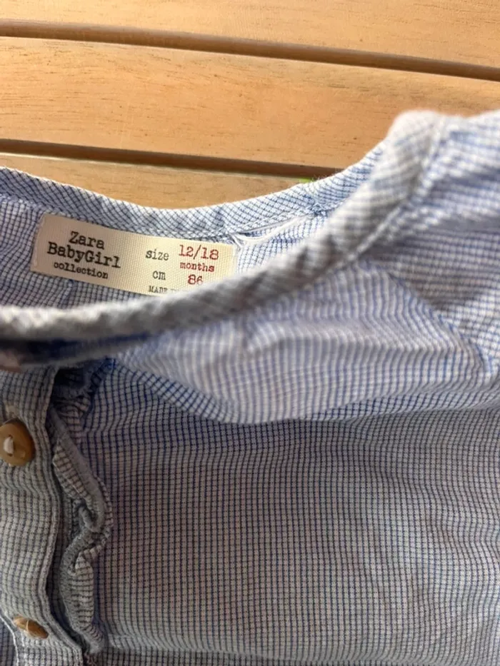 Blouse vichy bleu Zara 18 mois - photo numéro 2