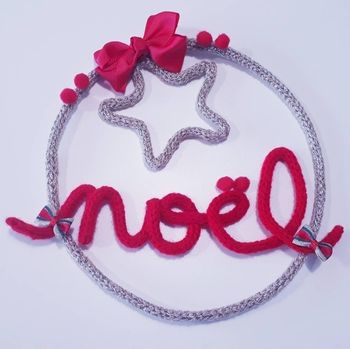 Décoration noël rouge tricotin attrape rêve (20 cm) cadeau noël