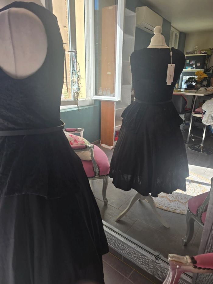 Robe pin-up rockhabily rétro vintage noir belle poque + ceinture taille S - photo numéro 5