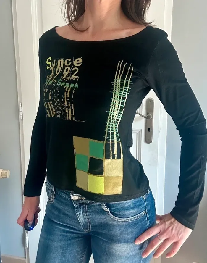 louse manches longues imprimé graphique – Mia Soana (T38 / M) - photo numéro 4