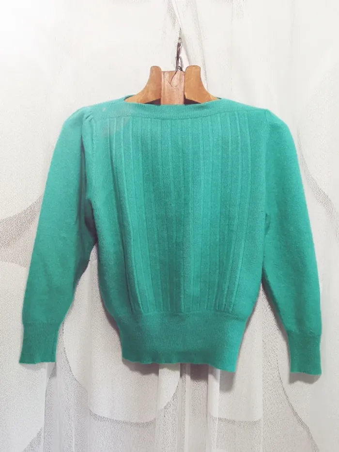 Caroll "Pull vert émeraude vintage laine et angora" t. 1