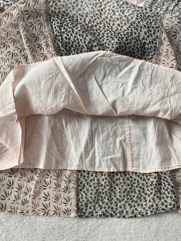 Jupe fluide d'été doublée motifs fleurs colorées rose abricot ceinture élastique - photo numéro 6