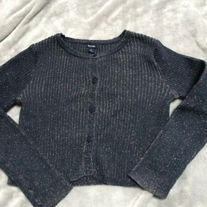 gilet court bleu marine brillant kiabi 8 ans tbe