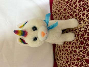 peluche Caticorn Chat Licorne Doux Animal en Peluche Blanc Meowgical Unicat Chat Arc-en-ciel Blanc