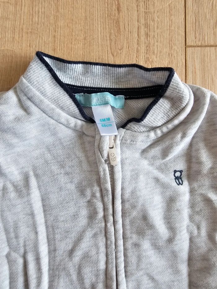 Gilet zippé blanc - Obaïbi - 6 mois/68 cm - photo numéro 2