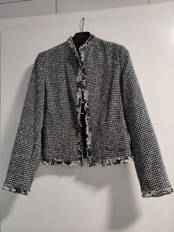 Veste tweed noir blanc – chic, élégante, blazer court femme
