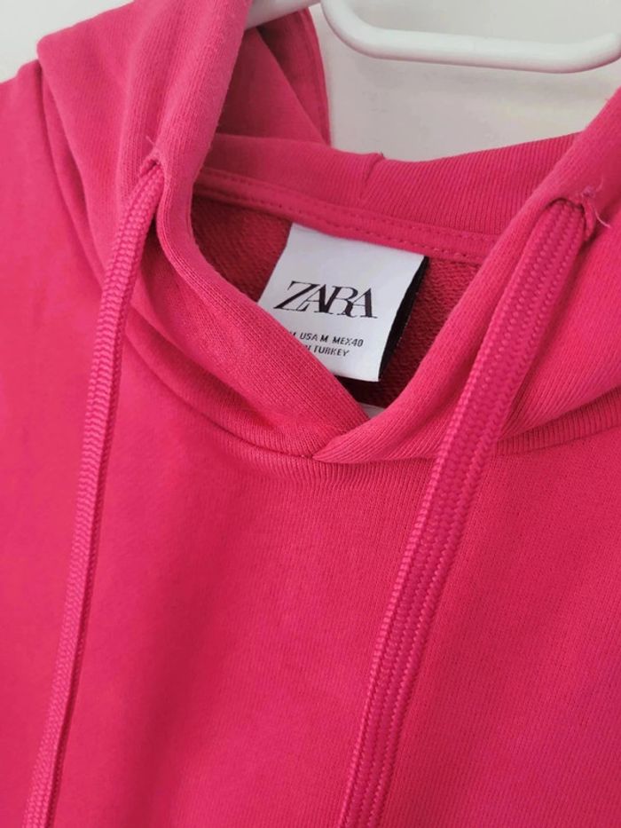 Sweat à Capuche Manches Courtes rose Femme Zara – Taille M - photo numéro 2