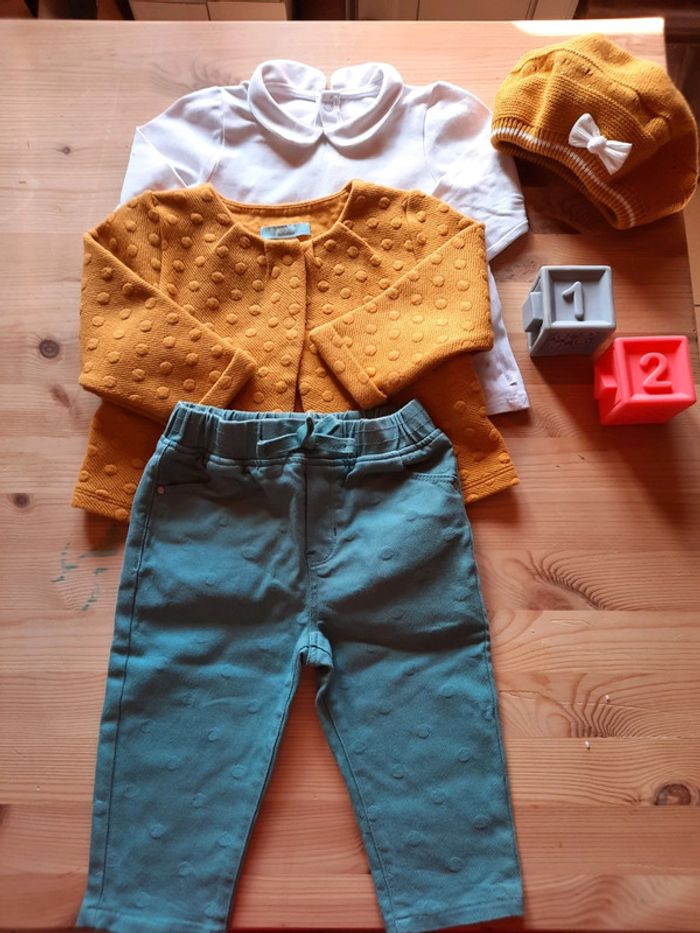 Ensemble tenue, veste et bonnet Obaïbi 12 mois ou 74 cm - photo numéro 1