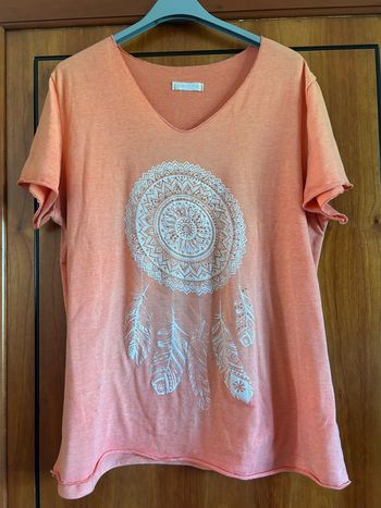 T-shirt orange col v Made in Italy taille unique