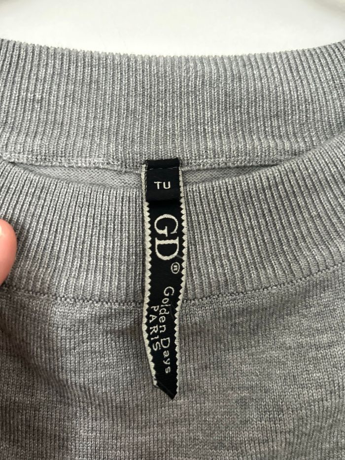 Pull gris manches longues ajourées col rond Taille Unique - photo numéro 3