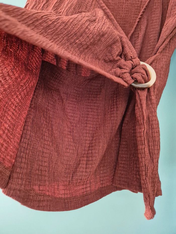 Blouse en crepe, marron, avec boucle, taille 38, la halle, neuve - photo numéro 6