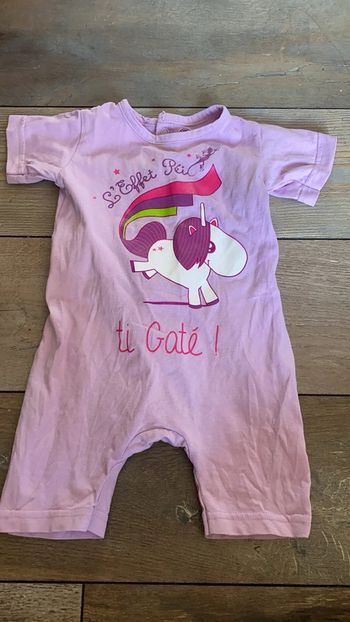 Ensemble licorne violet coton 6-12 mois