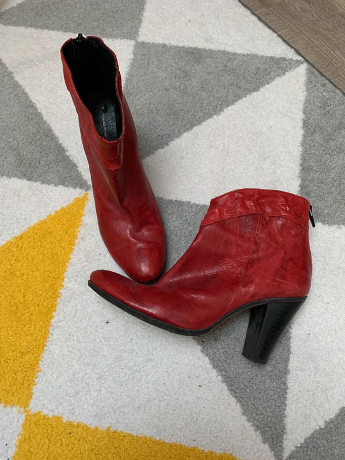 Bottines à talons en cuir Paprika Taille 37 - photo numéro 2
