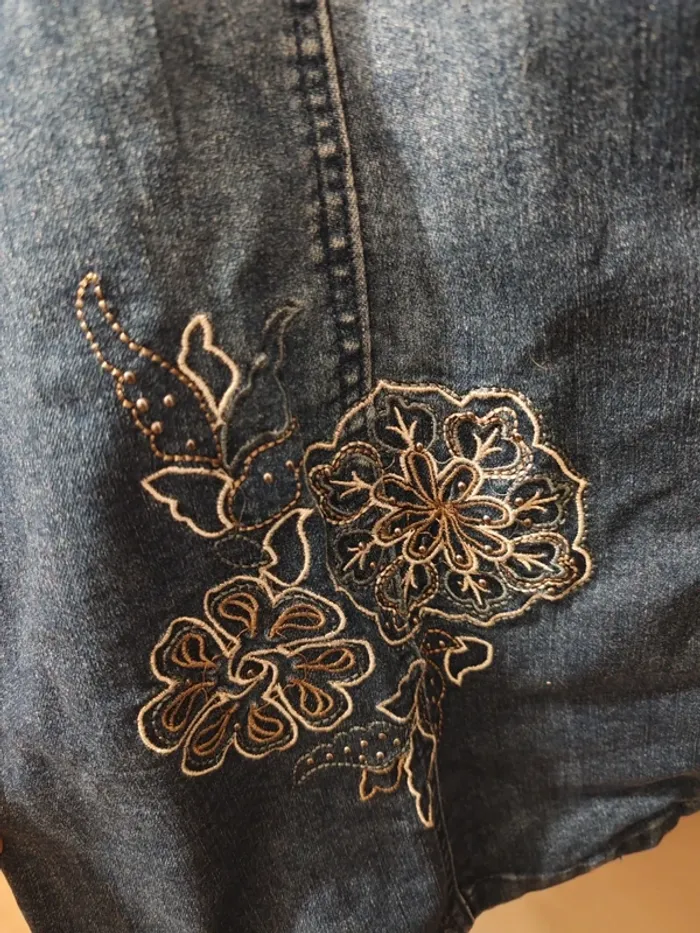 🧥 Veste mi-saison en jean & motifs ethniques – Style bohème chic – Taille M/L - photo numéro 5