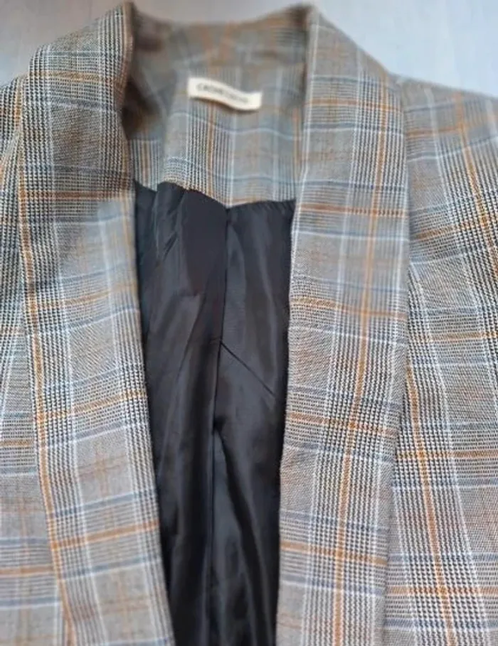 Veste blazer carreaux gris cache cache - photo numéro 5