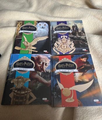 4 livres avec maquettes en bois Harry Potter