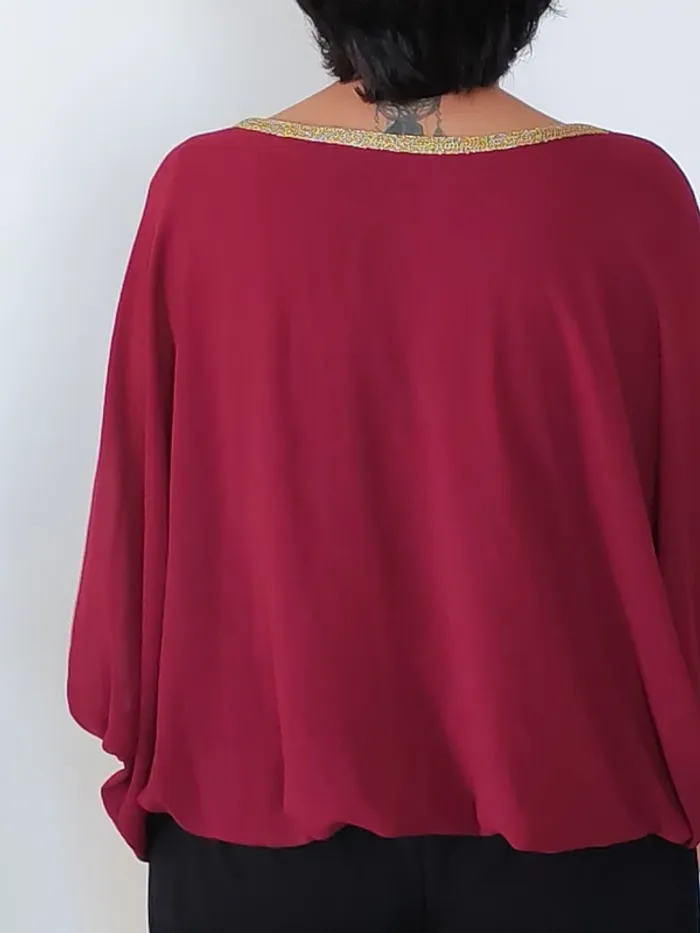 Blouse fluide bordeaux – Taille L – Style chic décontracté - photo numéro 3