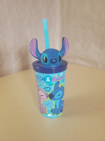 Verre gobelet avec paille Stitch