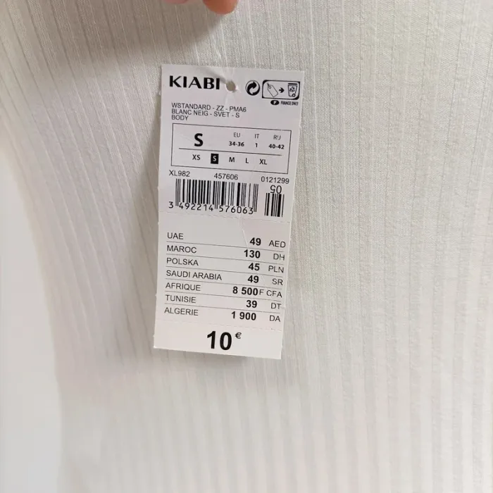 Body blanc Kiabi rayures ton sur ton - taille S - Neuf A629 - photo numéro 9