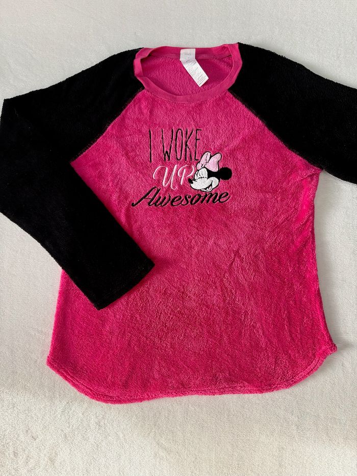 Haut de pyjama a manche longue disney minnie rose et noir taille M pour femme - photo numéro 2