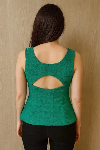 Haut vert texturé ZARA Trafaluc dos ajouré - Taille S