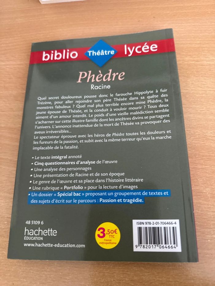 Livre phedre Jean racine État neuf - photo numéro 3