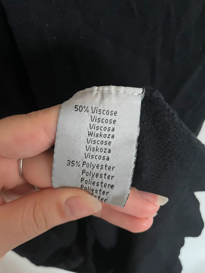 Pull noir manches courtes col V - photo numéro 3