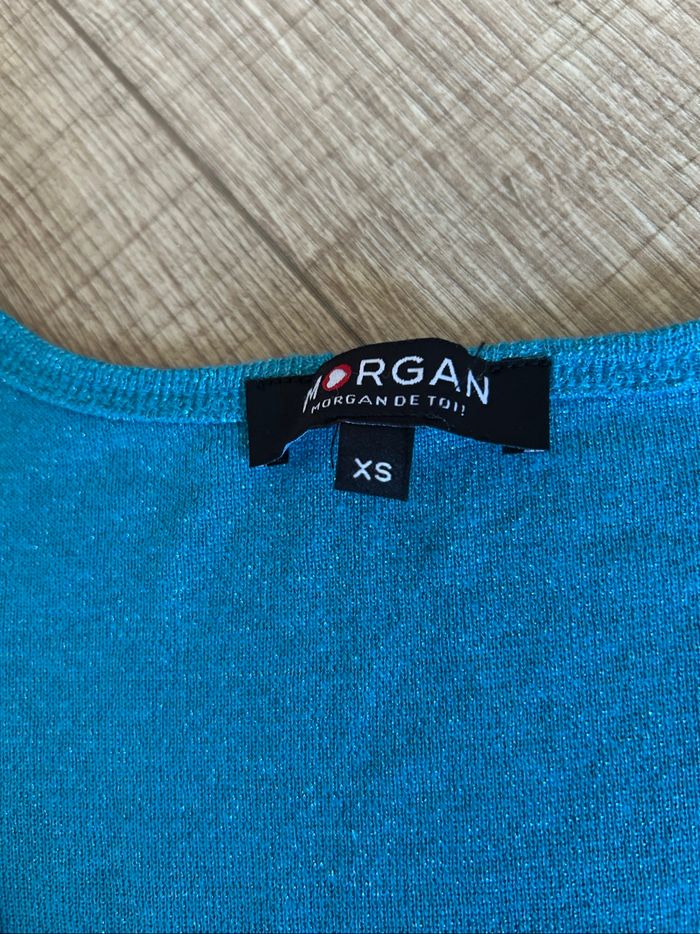 Débardeur turquoise pailleté sans manches Morgan taille XS TBE - photo numéro 10