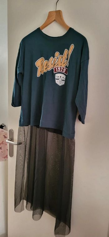 T shirt vert avec tulle