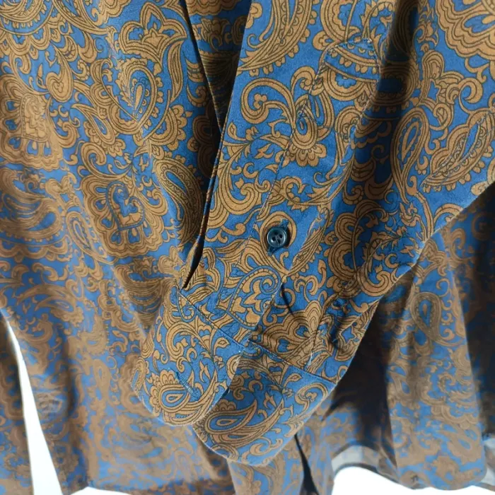 Chemise manches longues à motifs bleu et marron - baroque, cachemire - Taille S - A026 - photo numéro 6