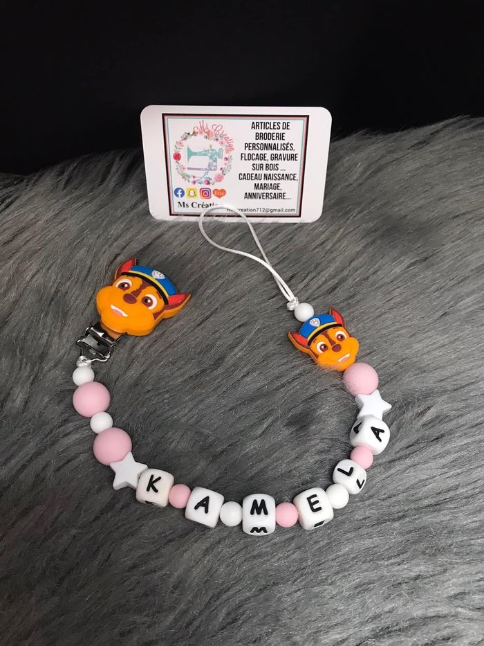 Attache tétine personnalisé pat patrouille